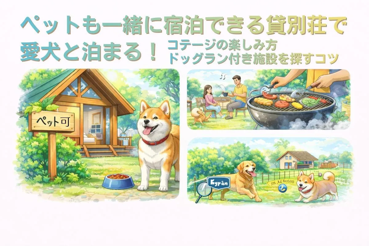 ペットも一緒に宿泊できる貸別荘で愛犬と泊まる！コテージの楽しみ方｜ドッグラン付き施設を探すコツ