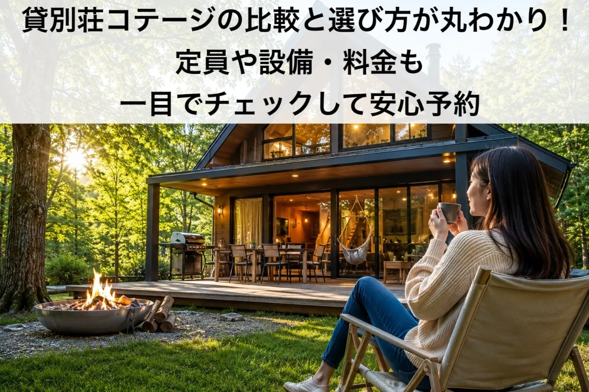 貸別荘コテージの比較と選び方が丸わかり！定員や設備・料金も一目でチェックして安心予約